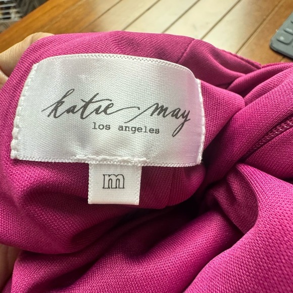 Katie May Edgy Cutout One Shoulder Gown Magenta Size M NWT - Picture 10 of 12